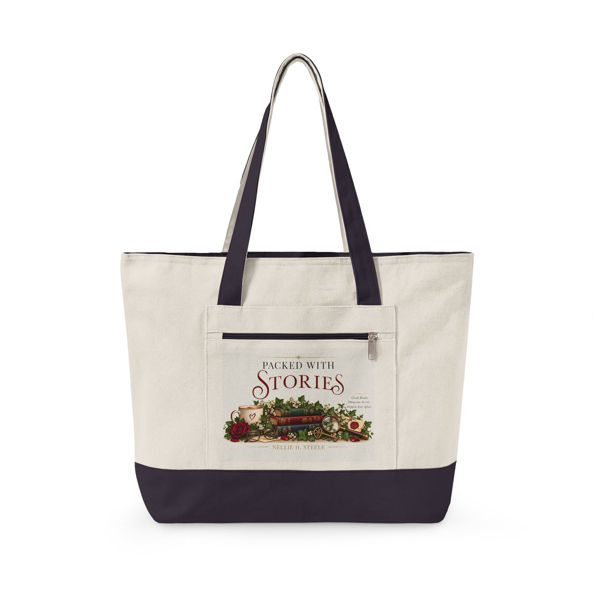 Bookish Zippered Canvas Tote – Reader Gift Bag