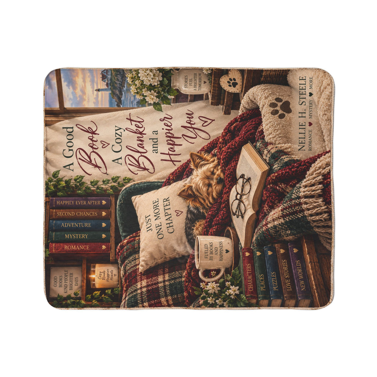 Bookish Sherpa Fleece Blanket – Cozy Reader Gift