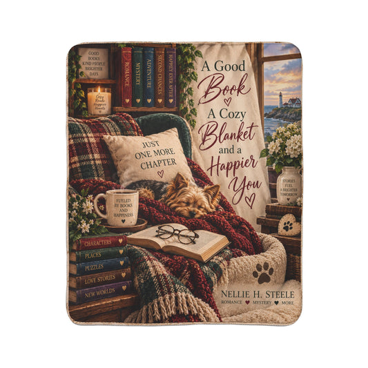 Bookish Sherpa Fleece Blanket – Cozy Reader Gift