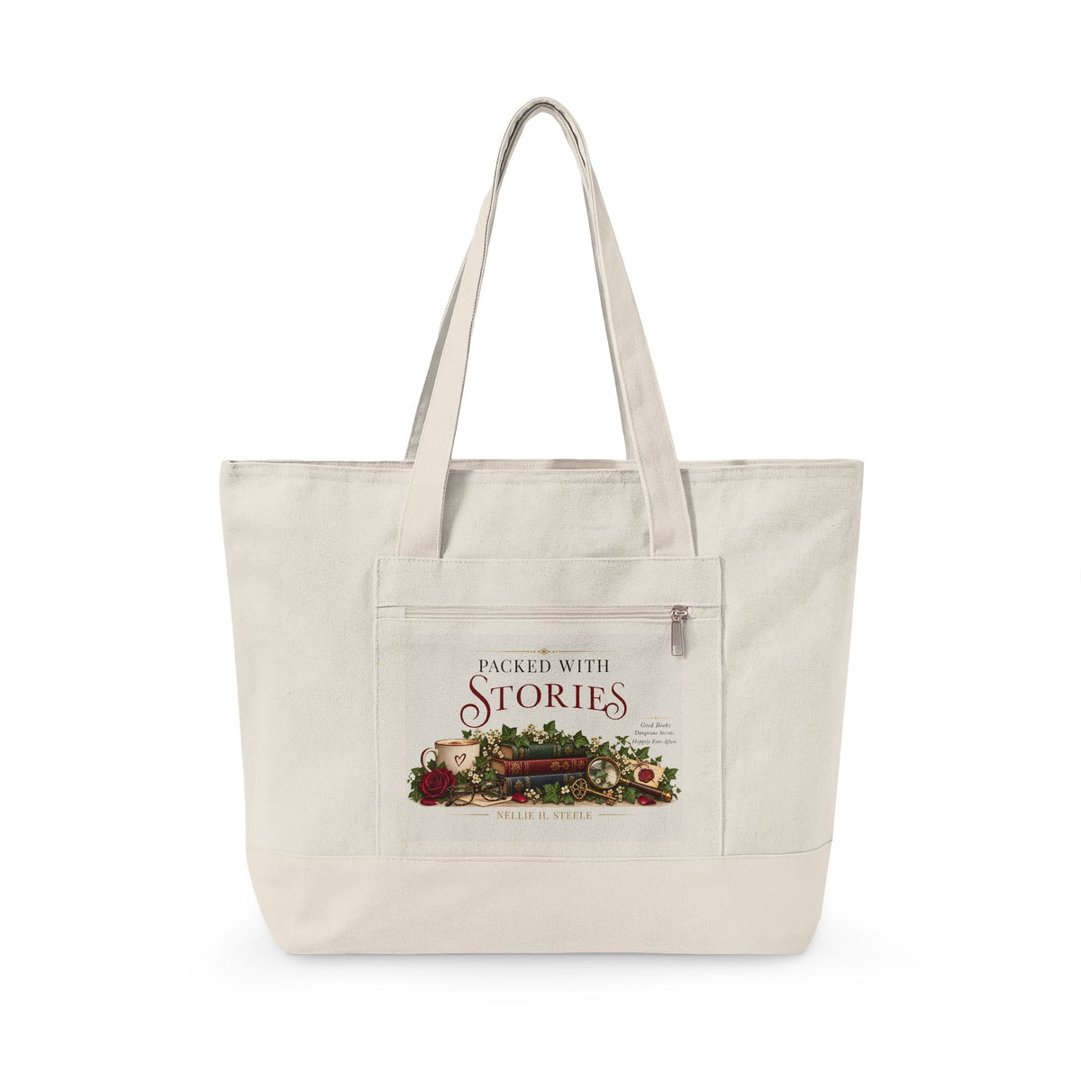 Bookish Zippered Canvas Tote – Reader Gift Bag