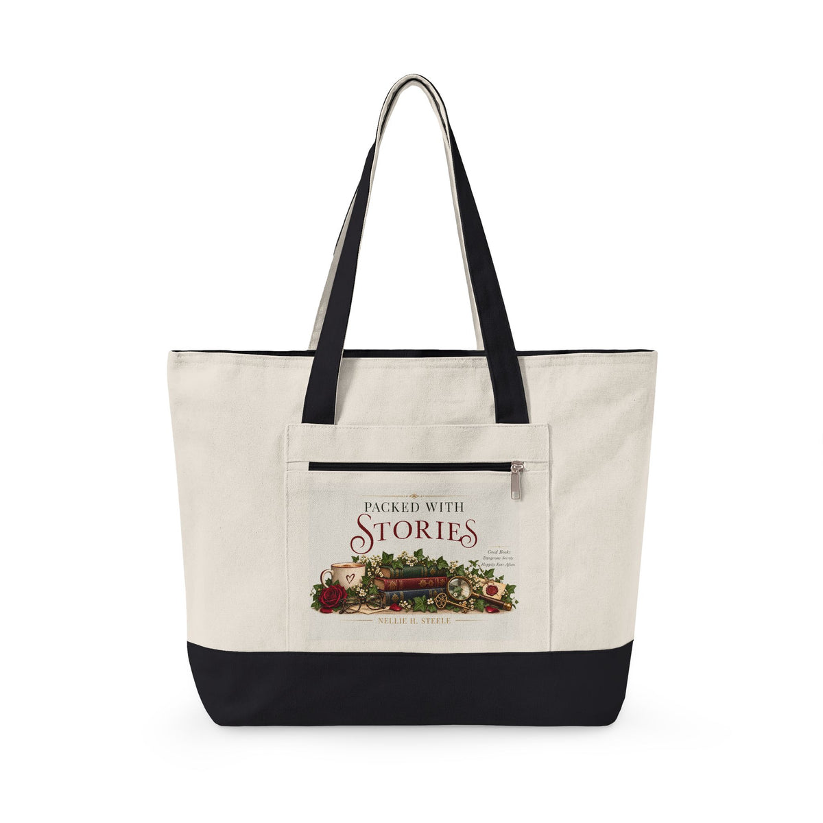 Bookish Zippered Canvas Tote – Reader Gift Bag